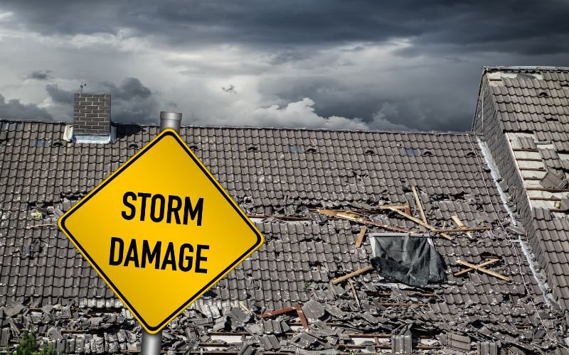 storm damage on roof