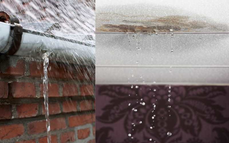 roof leaks on gutter 